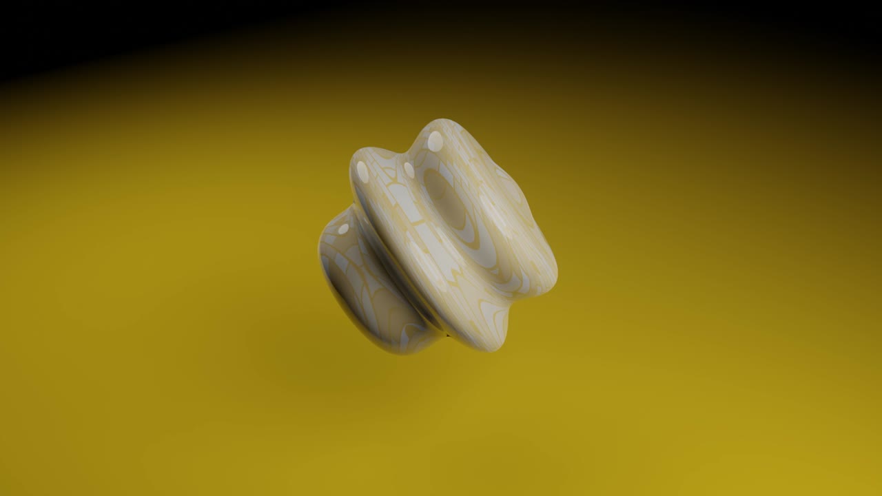 morphing de líquido abstracto remodela el objeto 3d en un fondo amarillo. forma animada renderizada en 3d creativa