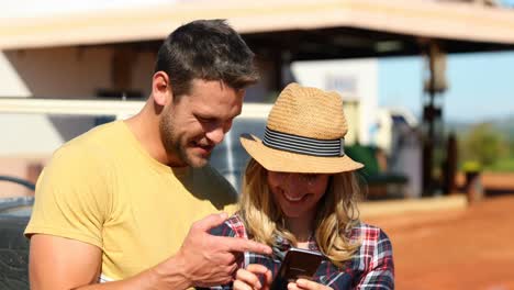 couple taking selfie with mobile phone 4k