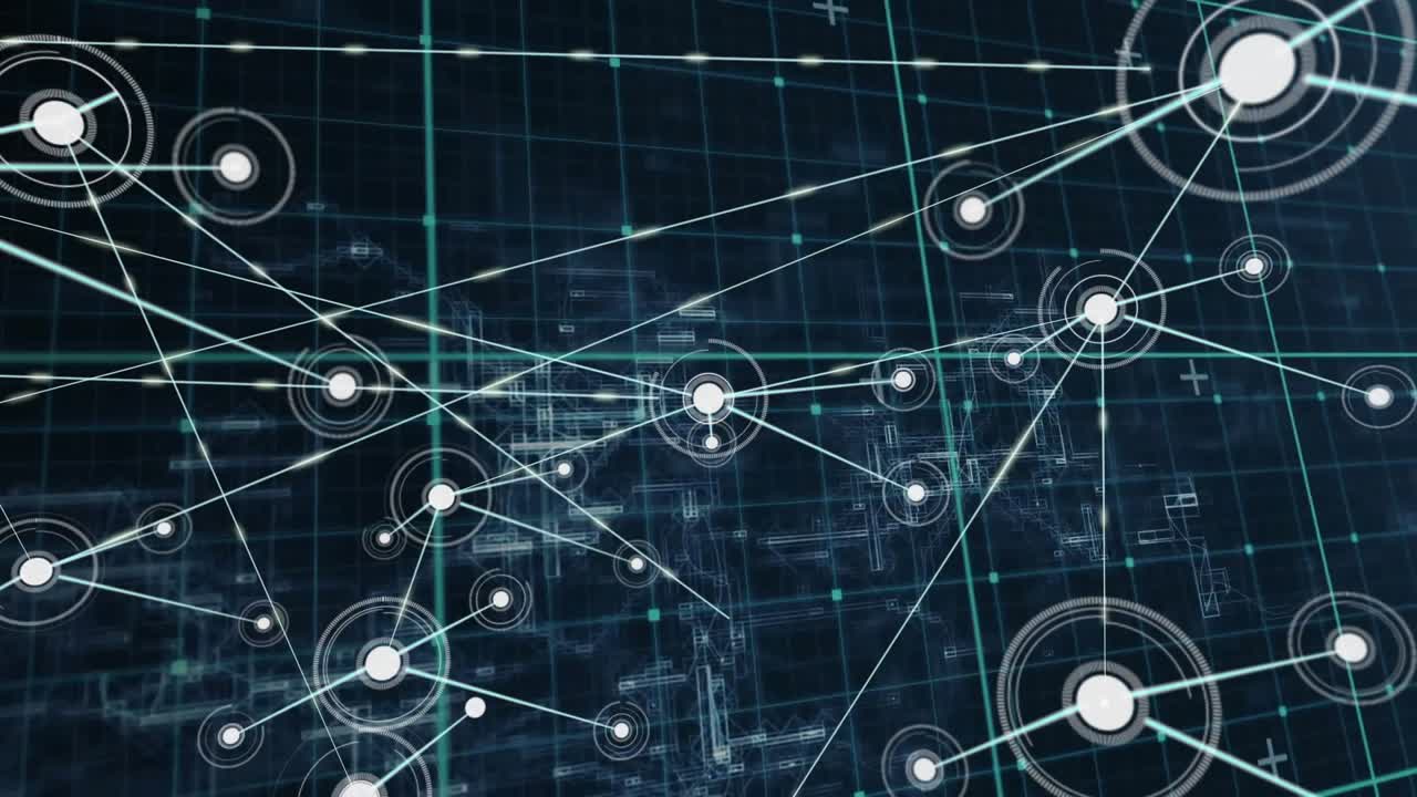 Central node appearing on teal grid fueling data network expansion with glowing lines linking nodes