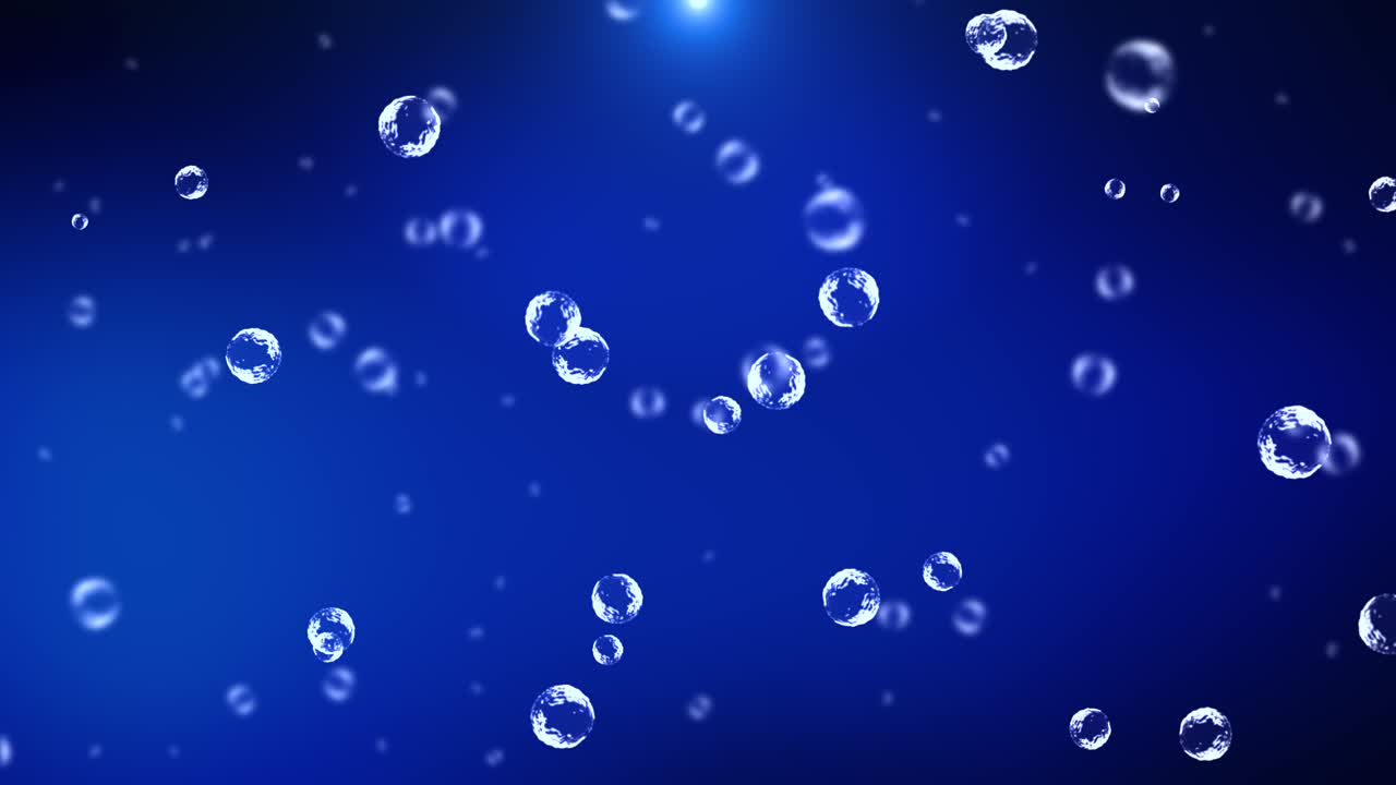 Water Air Bubbles of champagne of different sizes rise upward 4K 3D Green Screen loop Animation.
