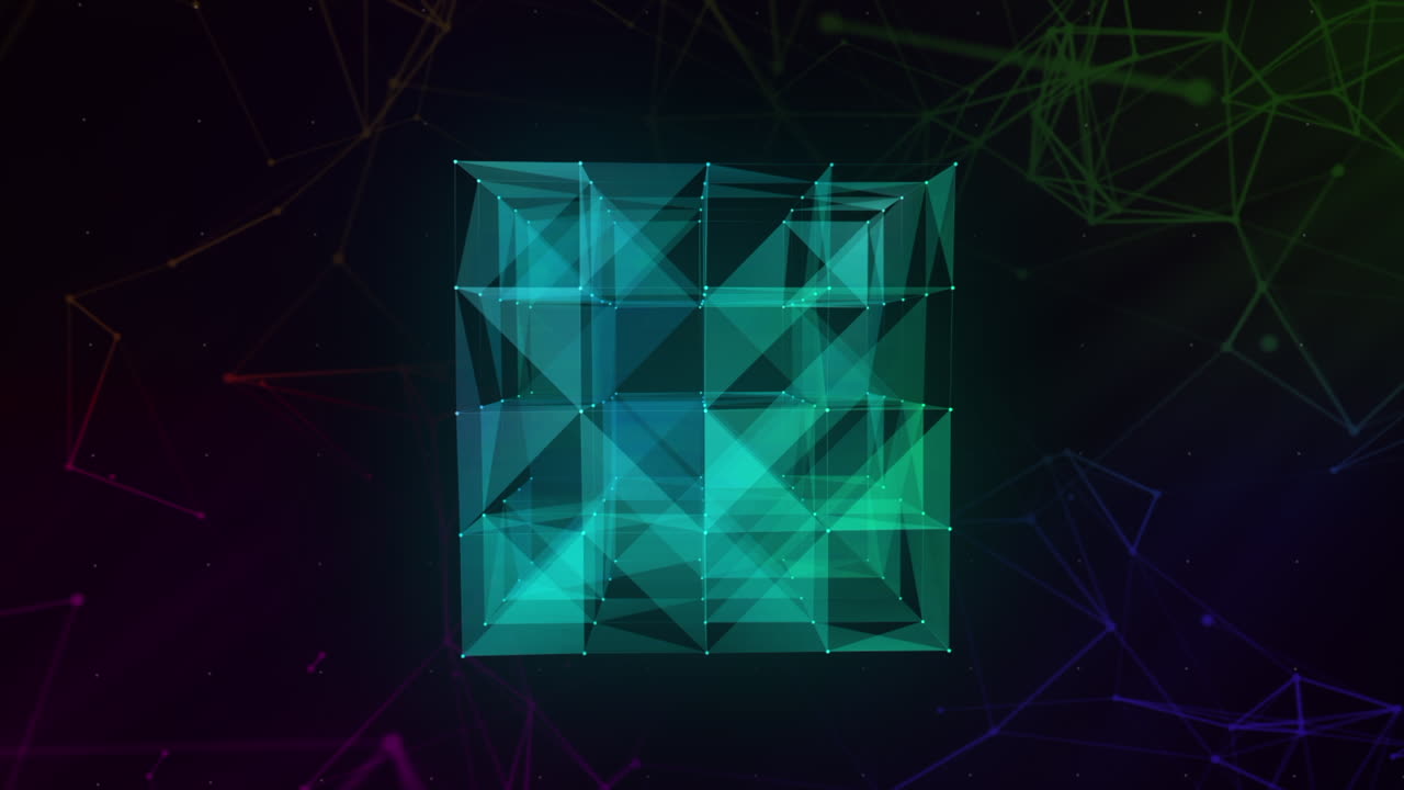 Abstract Geometric Shapes with Neon Glowing Effects