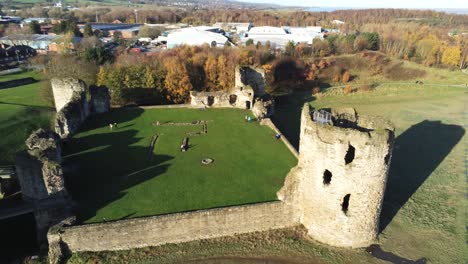 ancient flint castle medieval heritage military welsh ruins aerial view landmark mid orbit right