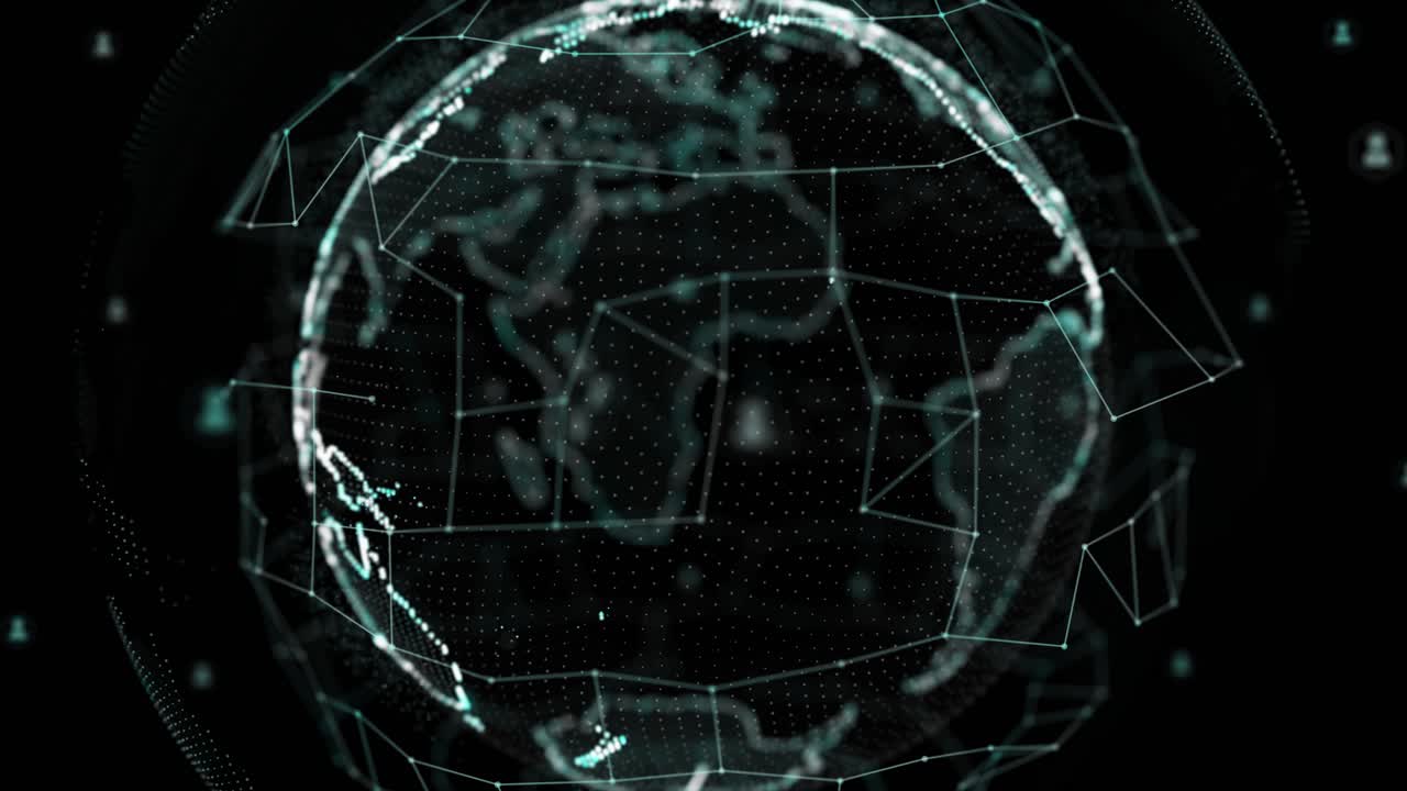 3d earth blue digital clouds earth rotating animation abstract social future technology business