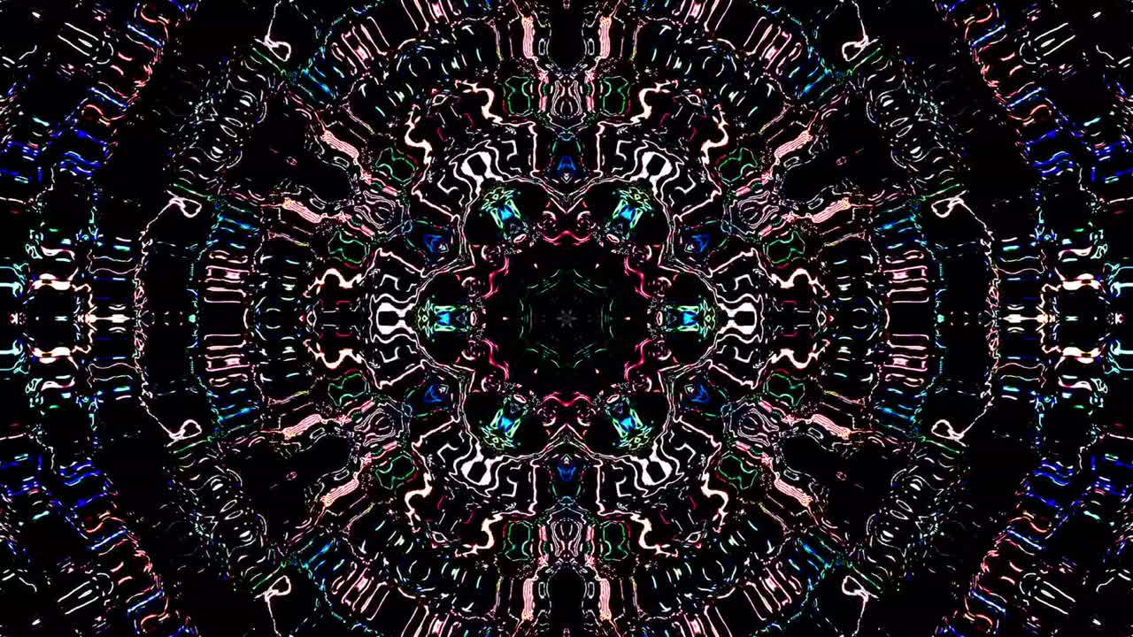hermoso caleidoscopio abstracto que brilla, una luz radiante que regula los movimientos sutiles