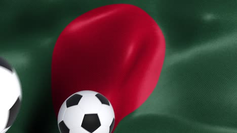 flag of bangladesh with soccer balls