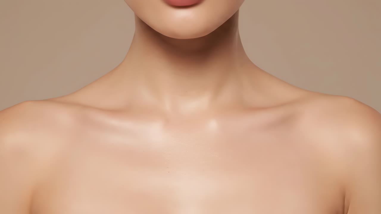 Close-up of a woman's neck and collarbone