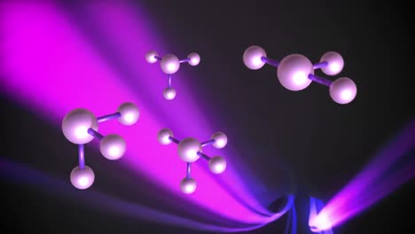 animación de macro de moléculas en un fondo púrpura