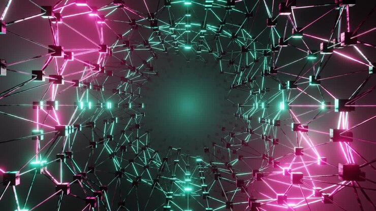 4K 3D animation. Flight in abstract sci-fi tunnel seamless loop. Futuristic motion graphics, high tech background