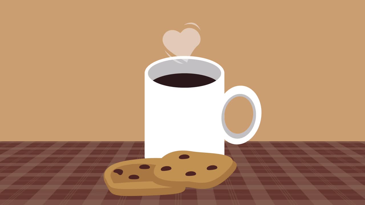 coffee and sweet cookies animation