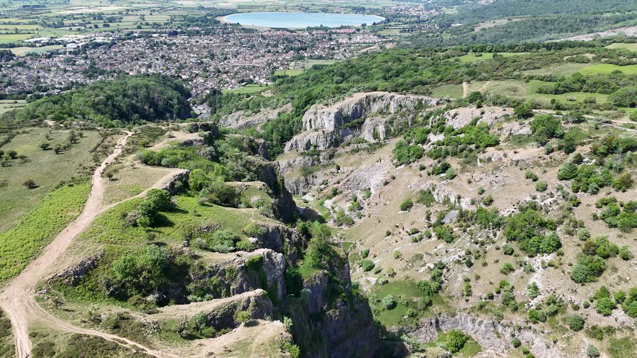 Cheddar Gorge Somerset UK drone,aerial high angle point of view