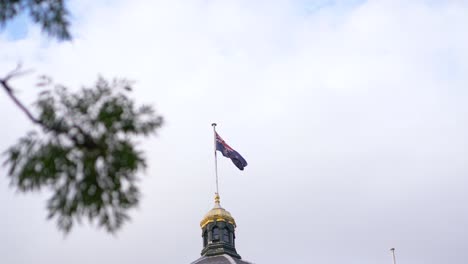 australian flag and birds flying by