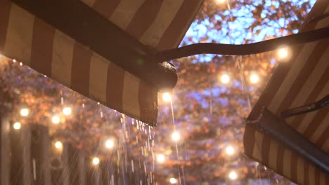 rainy evening at an outdoor cafe