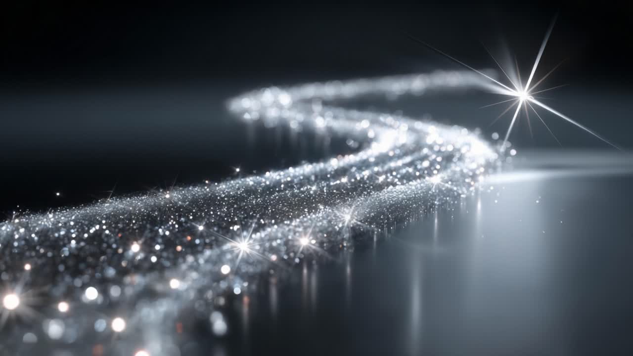 A Captivating Journey Through a Twinkling River of Light, Showcasing the Enchanting Dance of Sparkling Particles and Radiant Stars in a Dreamlike Landscape