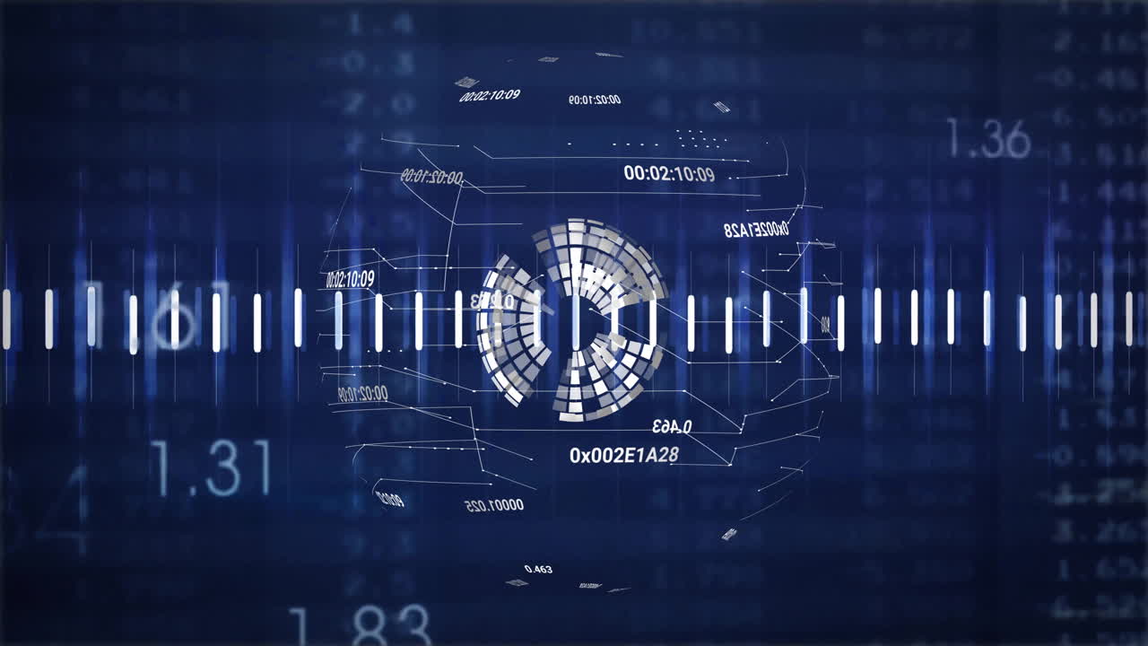 Animation af databehandling og forbindelsesnetværk over jordkloden på sort baggrund