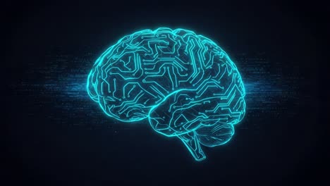 an artistic representation of a brain with futuristic circuitry patterns, emphasizing the intersection of neuroscience and technology in today's digital age
