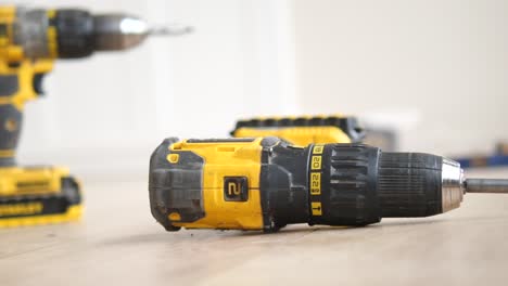 cordless drill on wood floor