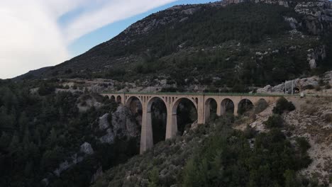 valley bridge taken with drone, historical big bridge