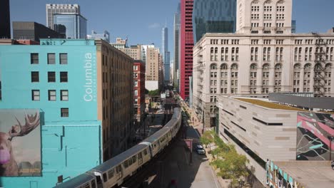 Tren-Del-Centro-De-Chicago-Loop-Luz-Del-Día