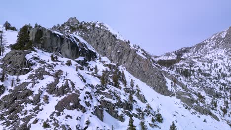 Aerial-view-of-Desolation-Wilderness-rocky-mountains-in-winter