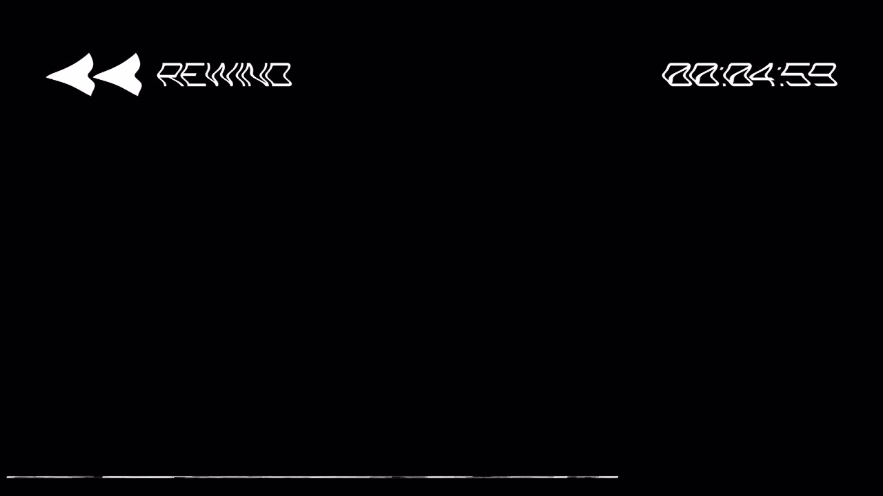 VHS Rewind Screen with Glitch Effect and Countdown Timer