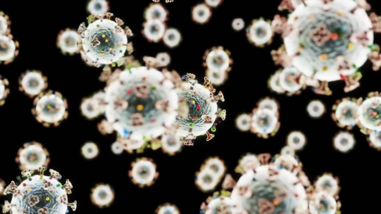 Microscopic Visualization of Virus Particles - A Journey Through Viral Structures and Interactions at the Cellular Level, Highlighting Complexities and Dynamics