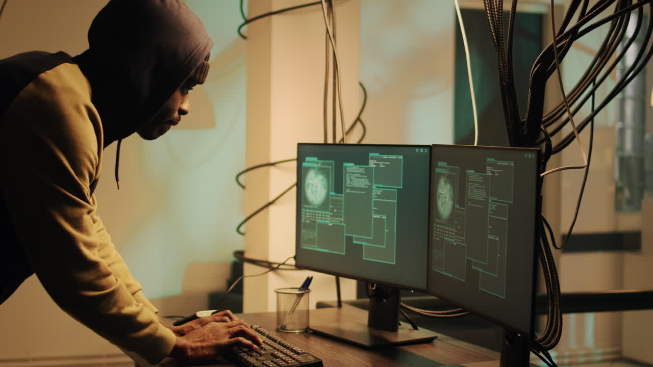 Hacker working on a computer