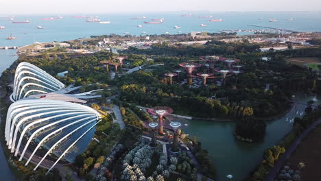 imágenes de drones de 4k jardines junto a la bahía de singapur