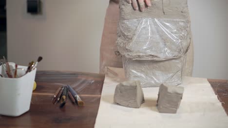 sculpting clay in an art studio