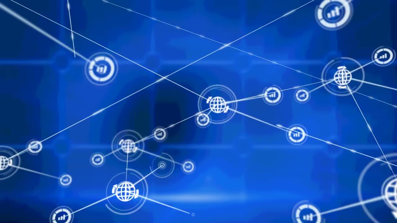 파란색 배경에 연결 네트워크의 애니메이션