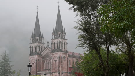 misty gothic church in the mountains