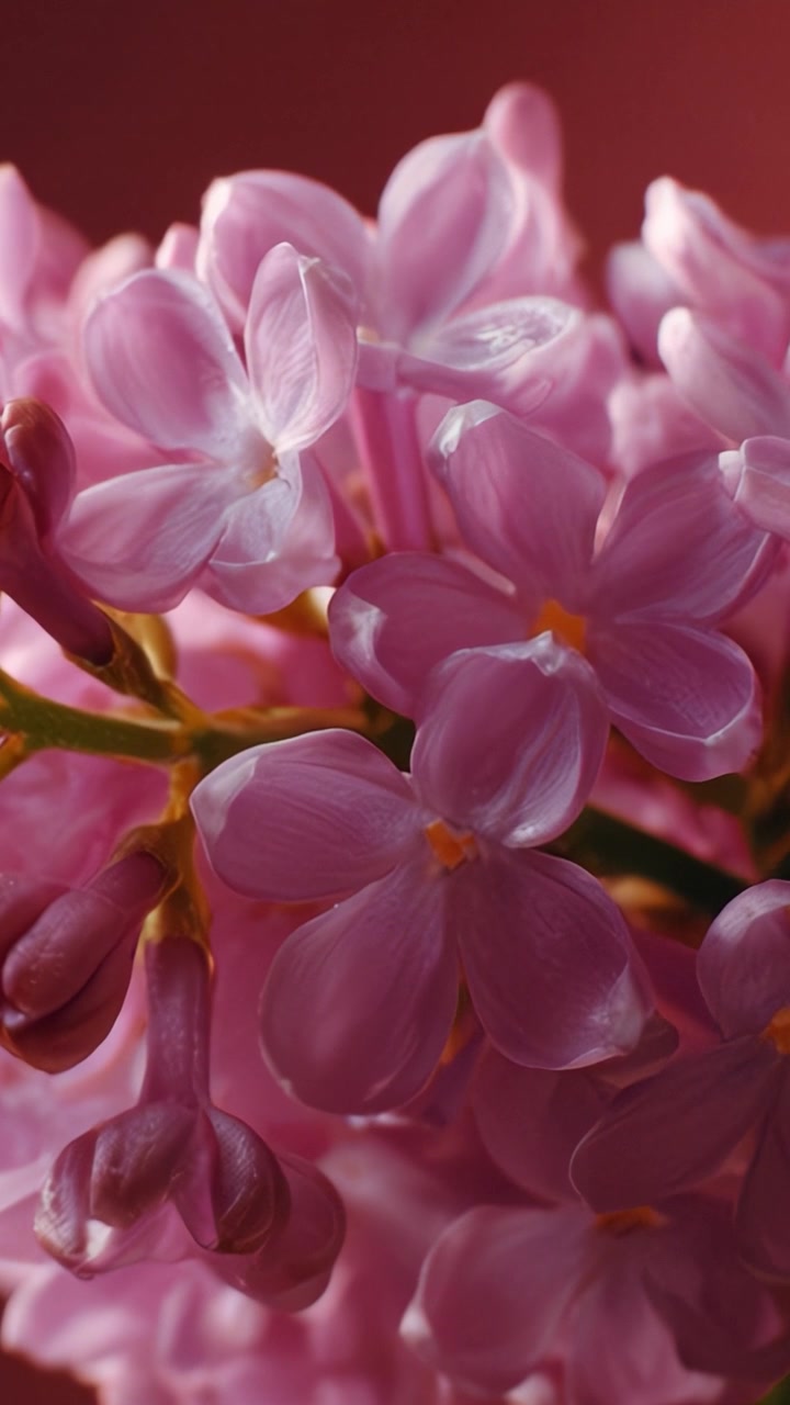Tampilan Dekat Bunga Lilac Merah Muda yang Lembut, Menampilkan Kelopak yang Rumit dan Nuansa Indah, Sempurna untuk Menangkap Esensi Musim Semi dan Keindahan Alam