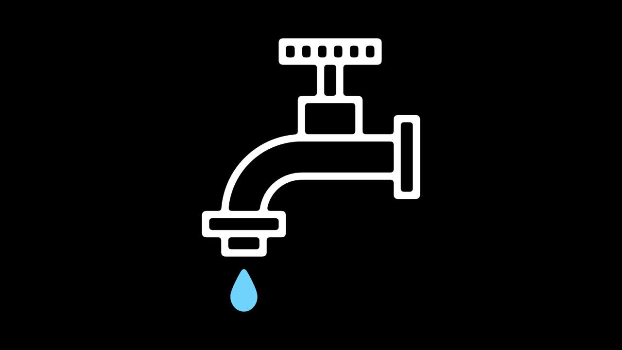 animación del icono de la línea de agua potable segura con alfa