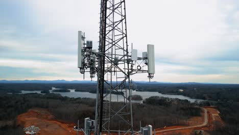 Aerial-Shot-Approaching-Cell-Phone-Tower-in-Nature