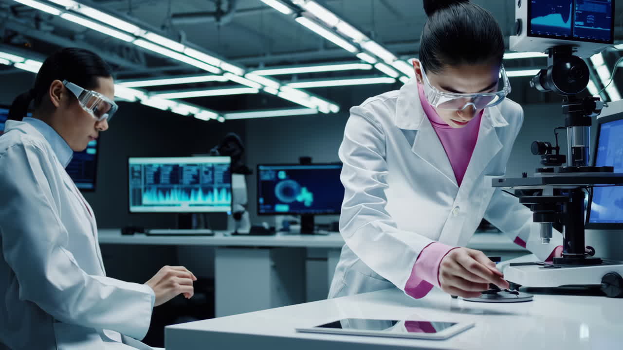 Female Scientists Working in a Modern Lab