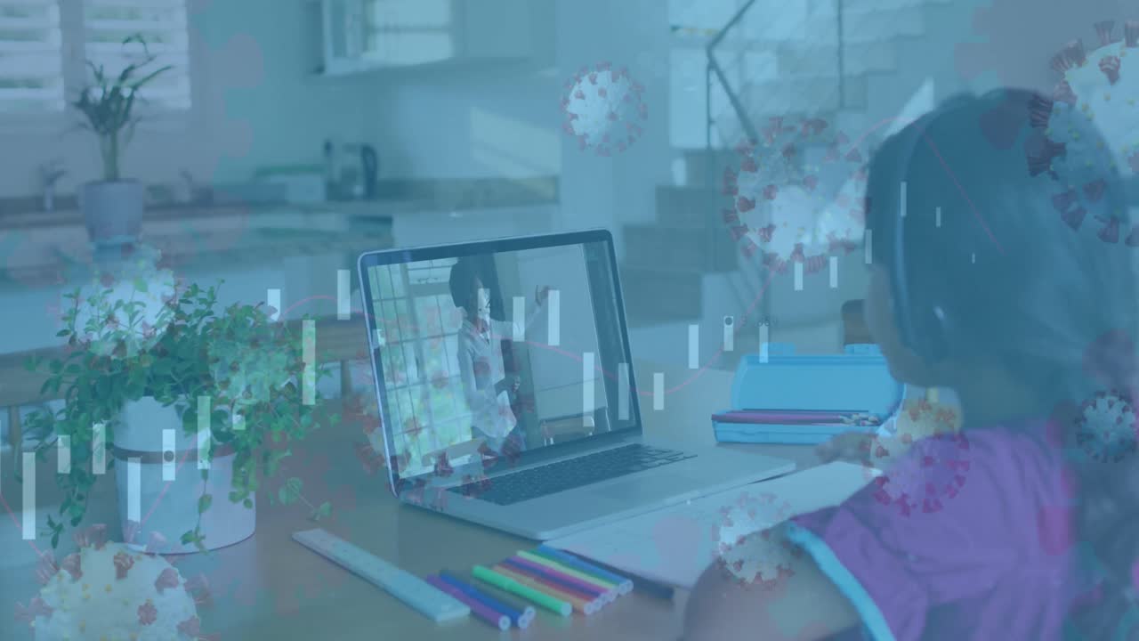 비디오 통화에서 아프리카계 미국인 여성 교사에 대한 데이터 처리 애니메이션