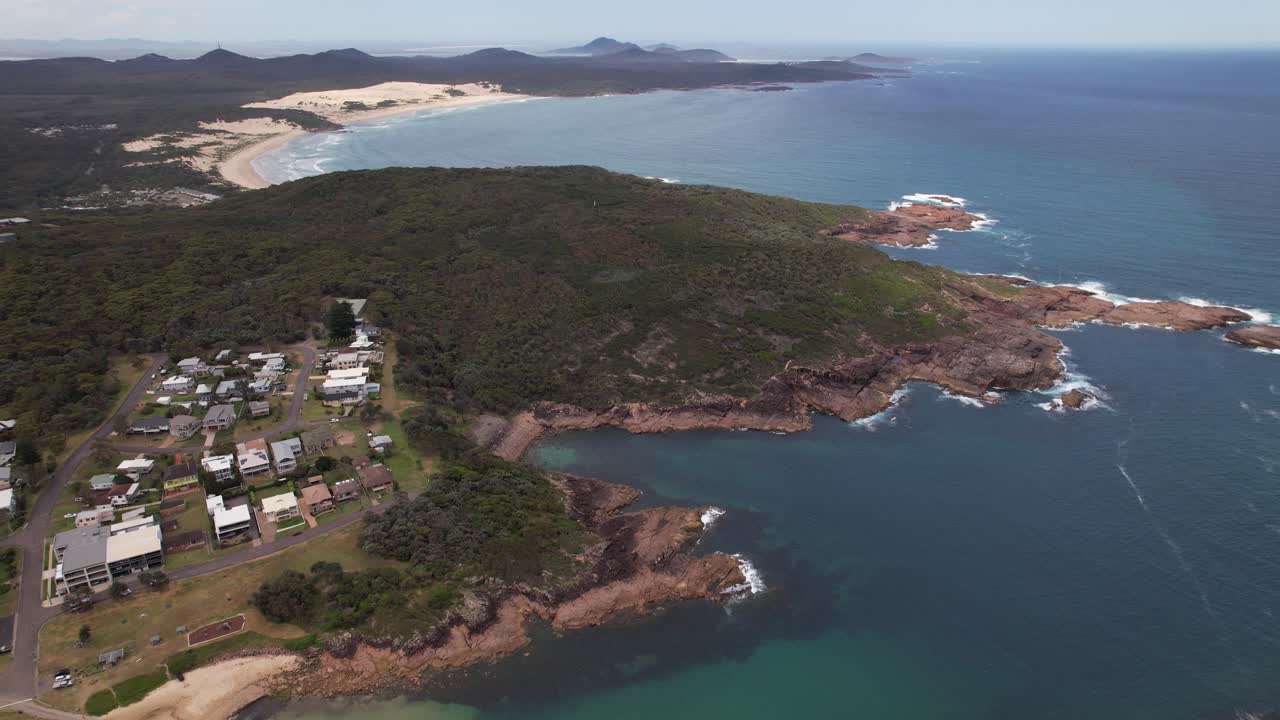 Panoramic View Of Boat Harbour Beach In New South Wales, Australia - Drone Shot