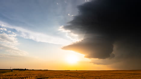dramatic sunset with approaching storm