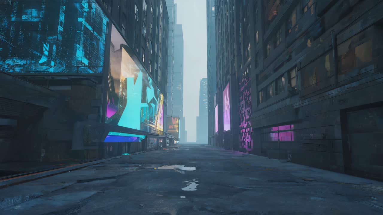 Cyberpunk Cityscape with Neon Billboards