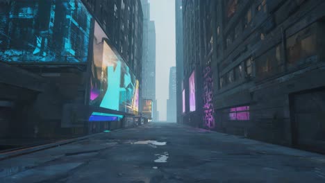 cyberpunk cityscape with neon billboards