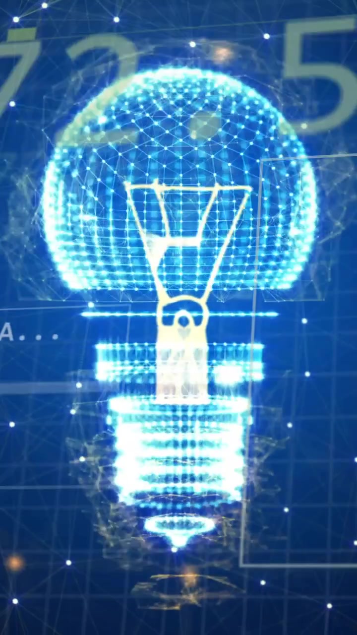 Animation of data processing over lightbulbs and connections