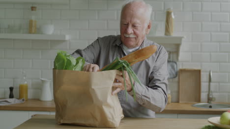 senior man shopping for groceries