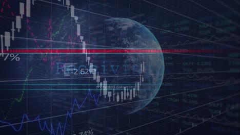 Animación-Del-Procesamiento-De-Datos-Sobre-El-Globo-Y-La-Cuadrícula