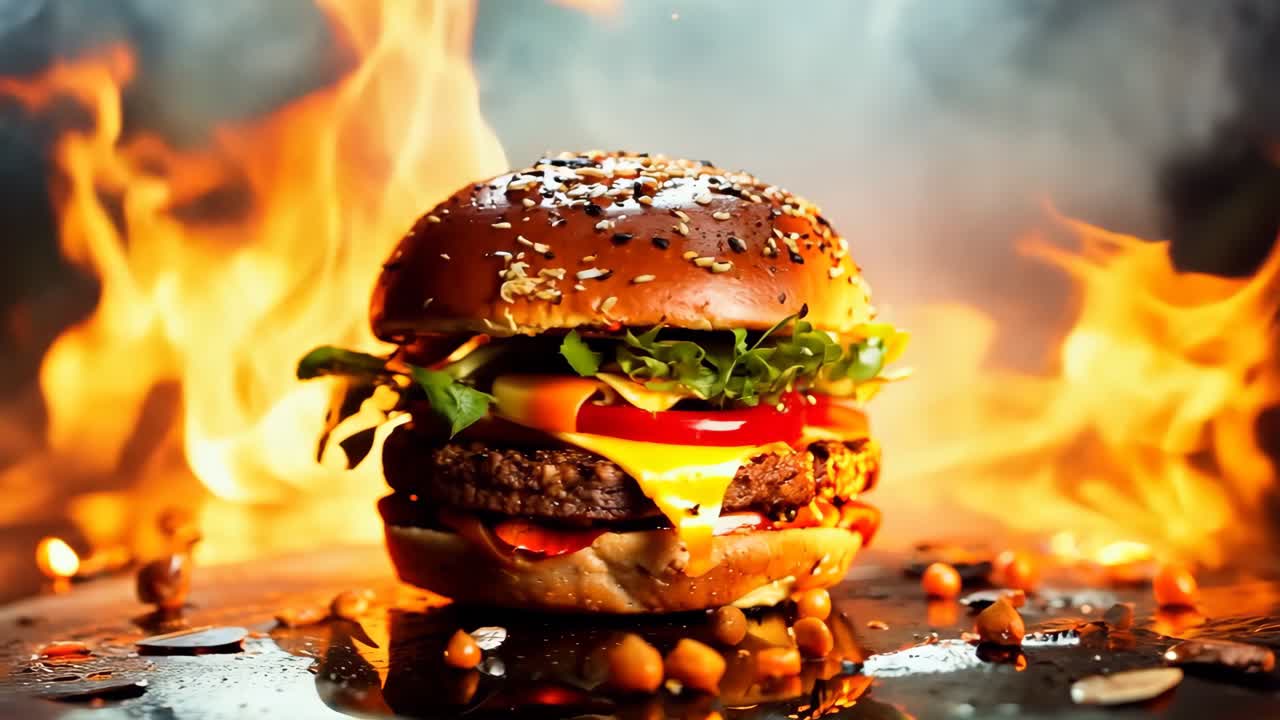 una hamburguesa con queso, lechuga, tomate y lechuga en un pan