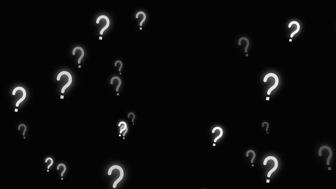 Floating Question Marks on Black Background