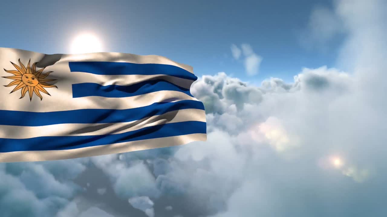 animación de la bandera nacional de uruguay ondeando