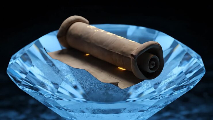 Diamond and Ice with Ancient Scroll