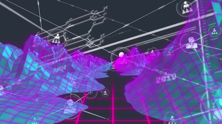 Animation of data processing and network of connections