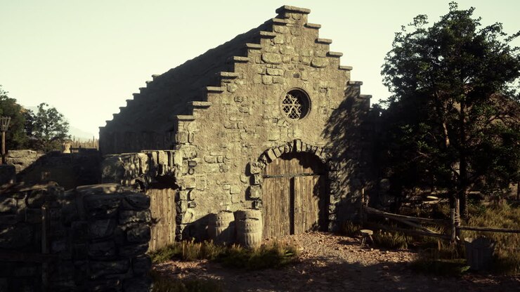 Um Edifício de Pedra em um Cenário Rural