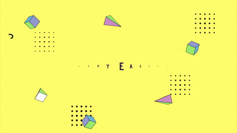 colorful geometric easter background with playful happy easter typography