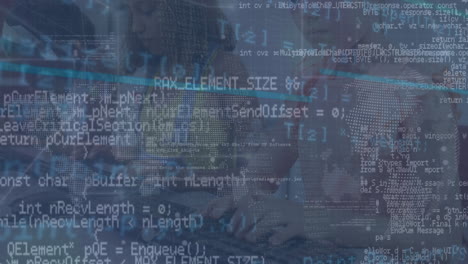 animation of data processing over diverse business people
